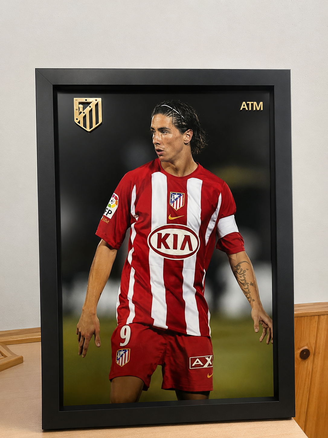 Cuadro personalizado de jugador con camiseta rojiblanca