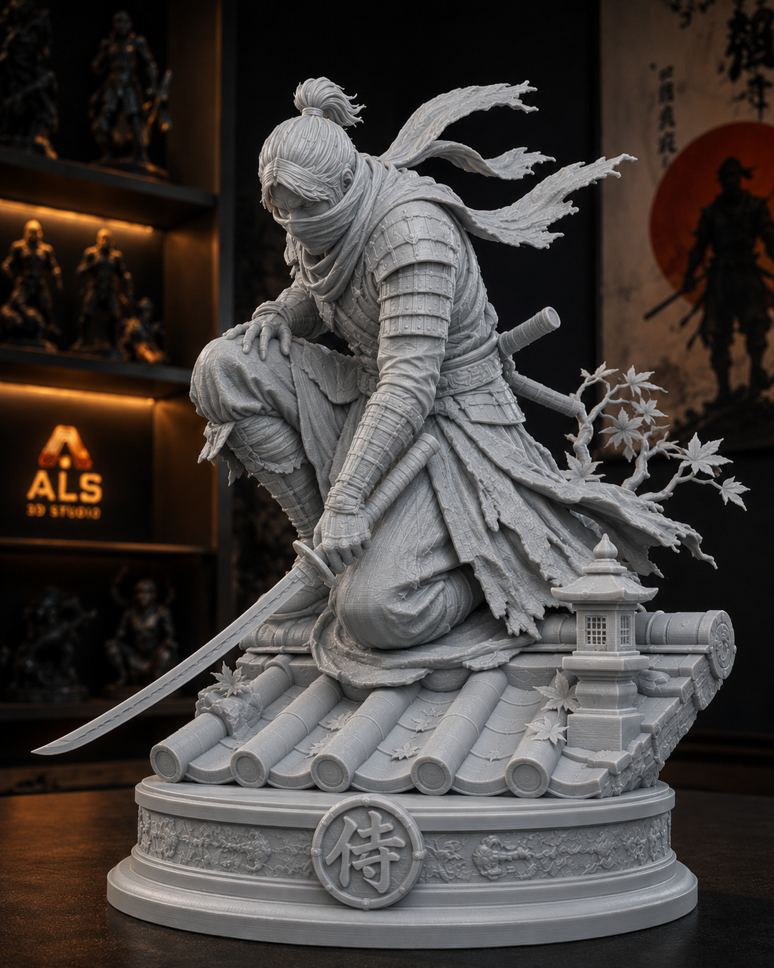 Ejemplo de figura decorativa inspirada en videojuegos e impresa en PLA blanco